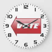 赤いはっきりした矢印の署名選挙キャンペーン投票 ラージ壁時計 (正面)
