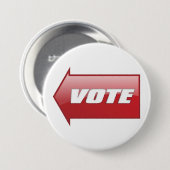 赤いはっきりした矢印の署名選挙キャンペーン投票 缶バッジ (正面&裏面)