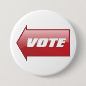 赤いはっきりした矢印の署名選挙キャンペーン投票 缶バッジ (正面)