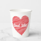 赤いはっきりした落書きハートデザイン 紙コップ (裏面)