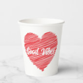 赤いはっきりした落書きハートデザイン 紙コップ (正面)
