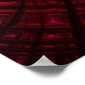 赤いはっきりした長方形の幾何学的フラクタルパターン ポスター (角)