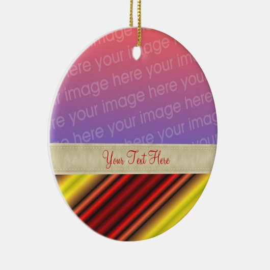 赤いはっきりした黄色のストライプオーナメント セラミックオーナメント (右)