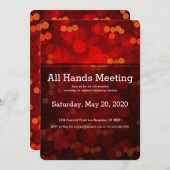 赤いぼやけたライトオールハンズミーティング招待状 招待状 (正面/裏面)