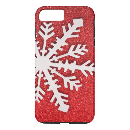 赤いやっとグリッターのクリスマスの輝きの雪片 Case-Mate iPhoneケース (裏面)
