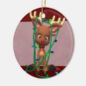 赤いゆっくり進られたトナカイのクリスマスのオーナメント セラミックオーナメント (左)