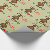 赤いゆっくり進られたトナカイ、ギフト用包装紙 ラッピングペーパー (角)