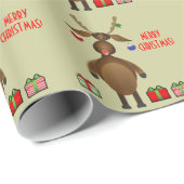 赤いゆっくり進られたトナカイ、ギフト用包装紙 ラッピングペーパー (ロールコーナー)