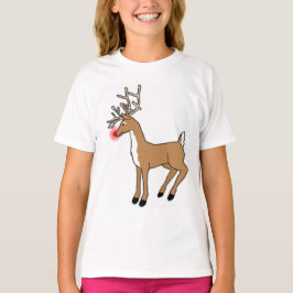 赤いゆっくり進られたトナカイ Tシャツ