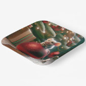 赤いよくはしゃぐクリスマスの飾り付けマウス ペーパープレート (傾斜あり)