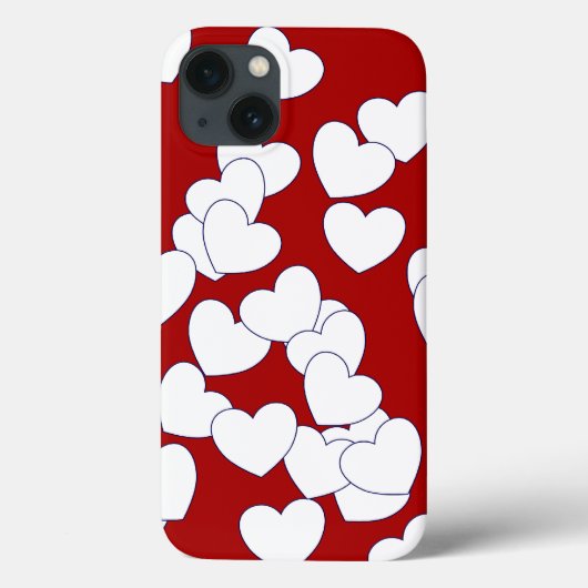 赤いよくはしゃぐ美しいiPhoneカバーの白いハート Case-Mate iPhoneケース (裏面)