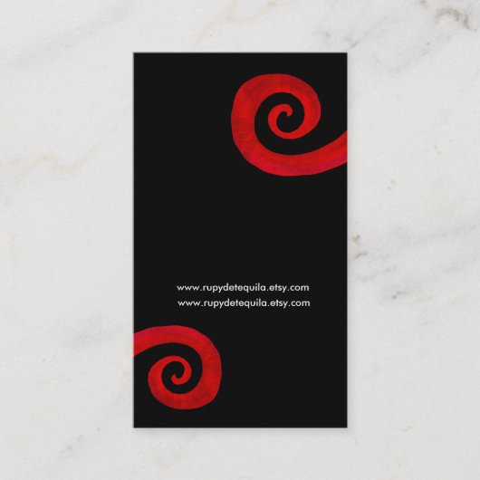 赤いらせんの手動揺して作り名刺 名刺 (正面)