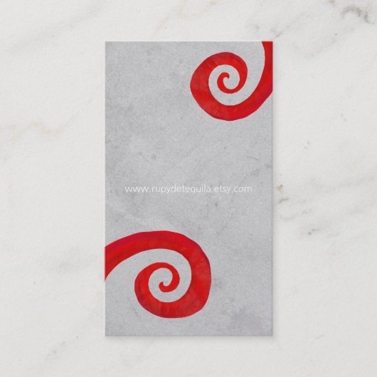 赤いらせんの手動揺して作り名刺 名刺 (正面)