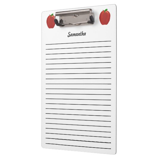 赤いりんごのパーソナライズな並べられたクリップボード クリップボード (左)