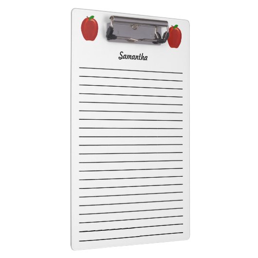 赤いりんごのパーソナライズな並べられたクリップボード クリップボード (右)