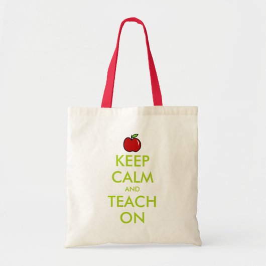 赤いりんごの先生トートバッグ | Keep Calm and teach トートバッグ (正面)