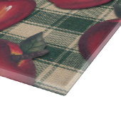 赤いりんごの緑の格子縞 カッティングボード (角)