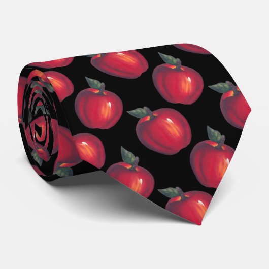 赤いりんごの黒 ネクタイ (ロール)