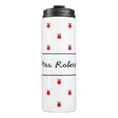 赤いりんごパターン先生のための熱タンブラーのマグ タンブラー (正面)