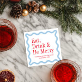 赤いアイス食べブルードリンクとBeメリー Wavy Square スタンダードカクテルナプキン