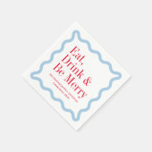 赤いアイス食べブルードリンクとBeメリー Wavy Square スタンダードカクテルナプキン (角)