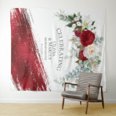 赤いアイボリーのピーコック・ボールド スカーレットのストローク 結婚式の小道具 タペストリー (インサイチュ(横))