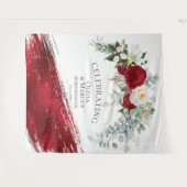 赤いアイボリーのピーコック・ボールド スカーレットのストローク 結婚式の小道具 タペストリー (正面(横))