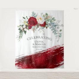 赤いアイボリーのピーコック・ボールド  スカーレットのストローク 結婚式の小道具 タペストリー