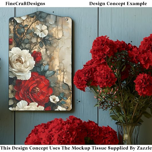 赤いアイボリーバラ、古い風化壁CQ4デコページ 薄葉紙