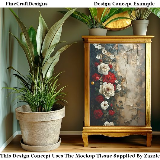 赤いアイボリーバラ、古い風化壁CQ4デコページ 薄葉紙