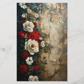 赤いアイボリーバラ、風化壁CQ4クラフト紙 (正面)