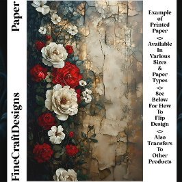 赤いアイボリーバラ、風化壁CQ4クラフト紙