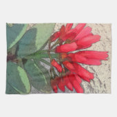 赤いアガベの花 キッチンタオル (横)