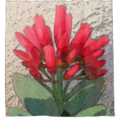 赤いアガベの花 シャワーカーテン (正面)