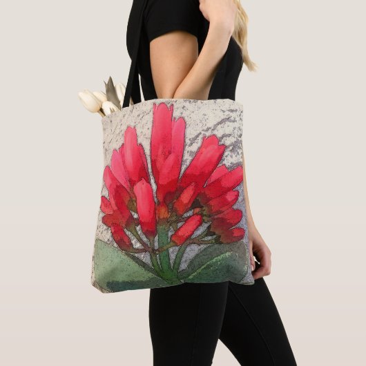 赤いアガベの花 トートバッグ (クローズアップ)