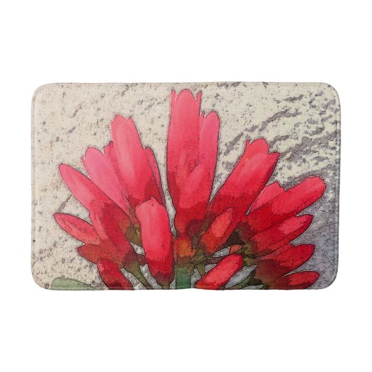 赤いアガベの花 バスマット (正面)