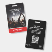 赤いアクセスパスロゴQRコード出席者カンファレンス バッジ (表裏)