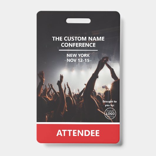 赤いアクセスパスロゴQRコード出席者カンファレンス バッジ (表面)