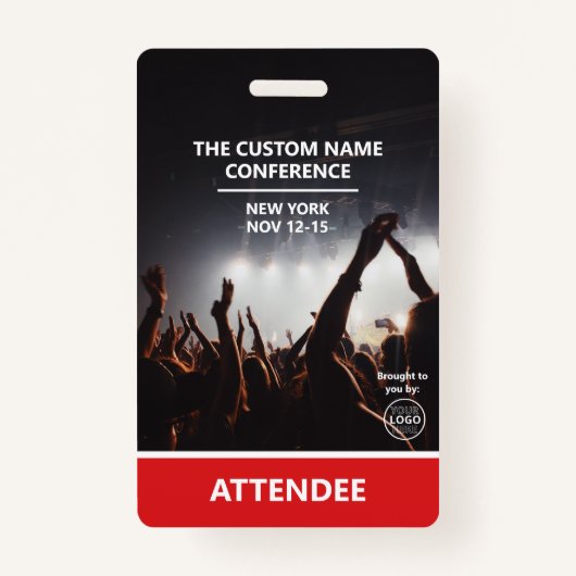 赤いアクセスパスロゴQRコード出席者カンファレンス バッジ (正面)
