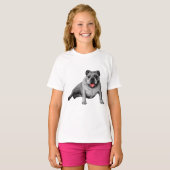 赤いアクセントがかわいいブルドッグ Tシャツ (正面フル)