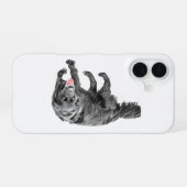 赤いアクセントがかわいい忠犬 iPhone 16ケース (裏面横)