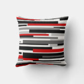赤いアクセントの白黒水平線 クッション (裏面)