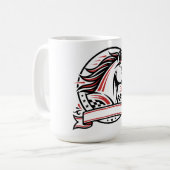 赤いアクセントの競走馬 コーヒーマグカップ (正面左)