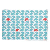 赤いアクセントの象パターン 枕カバー (裏面)