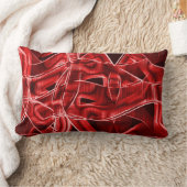 赤いアクリルの残りテープを交差させて重ねる ランバークッション (ブランケット)