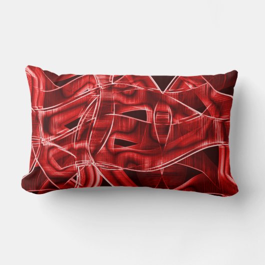 赤いアクリルの残りテープを交差させて重ねる ランバークッション (正面)