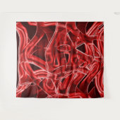 赤いアクリルテープの残り物を交差させて重ね合わせる タペストリー (正面(横))