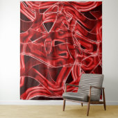 赤いアクリルテープの残り物を交差させて重ね合わせる タペストリー (インサイチュ)