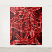 赤いアクリルテープの残り物を交差させて重ね合わせる タペストリー (正面)