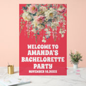 赤いアクリルフローラバチェロレッテウェルカムサイン アクリルサイン (ウェディング)